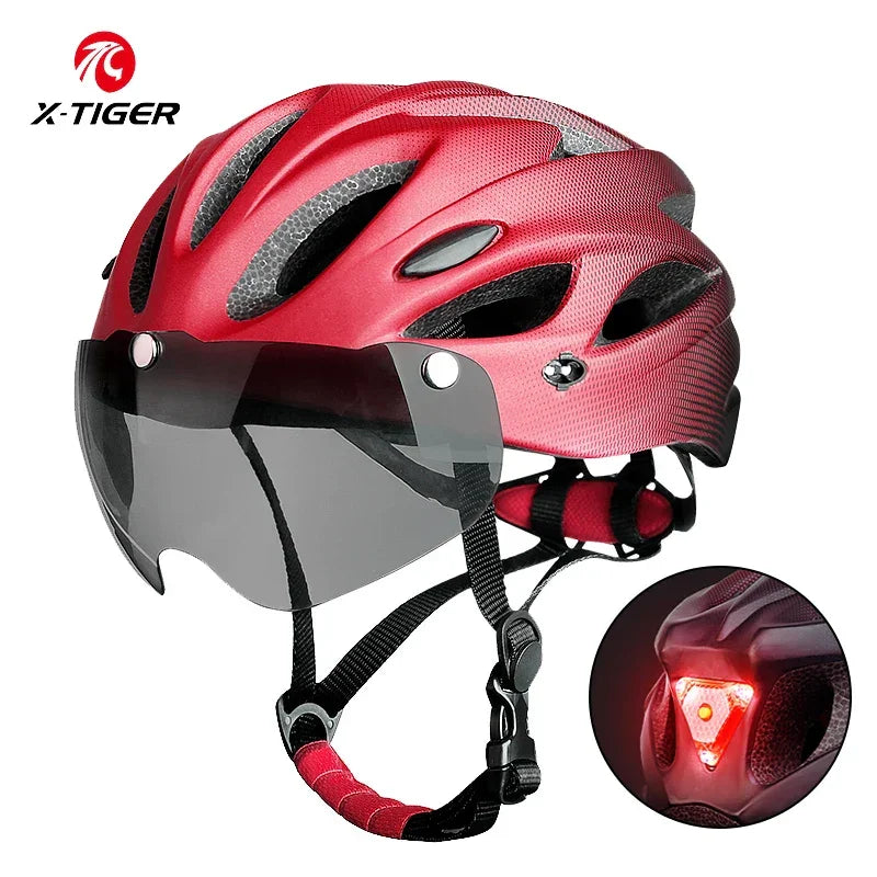 Capacete de Ciclismo com LED, Viseira Magnética e Ventilação Eficiente – Segurança, Conforto e Estilo para Pedalar! - PedalOntop